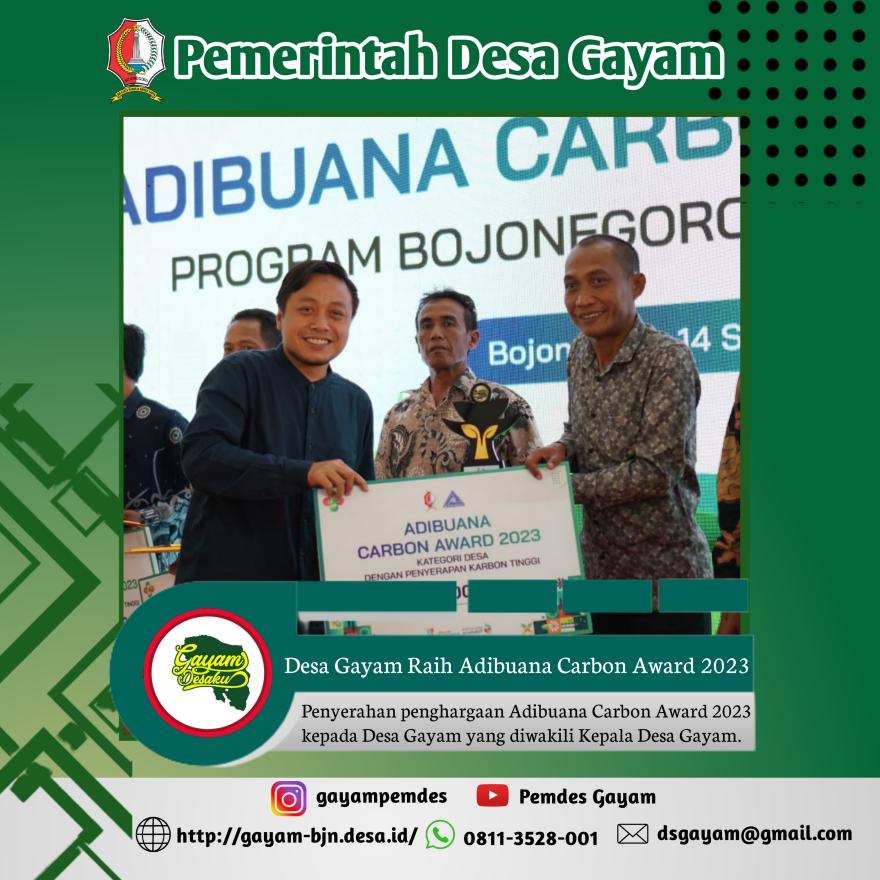 Desa Gayam Raih Adibuana Carbon Award 2023